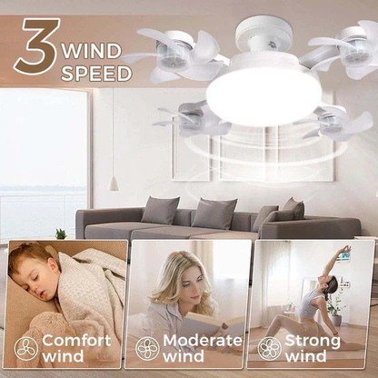 2-in-1 Silent LED Fan with Remote Control, Energy-Saving Cooling and Lighting Integrated Unit