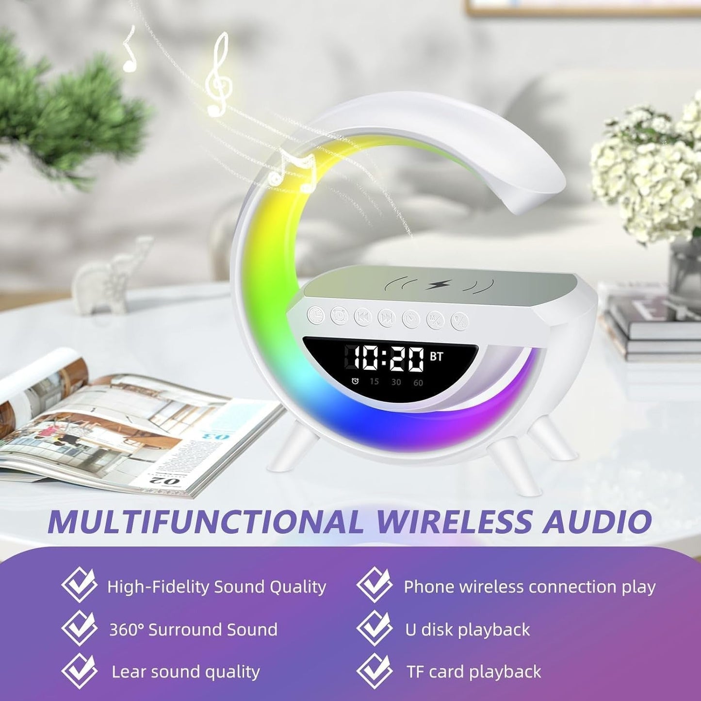 🎉 New Year's pre-sale promotion! 49% off! Three-in-one Bluetooth speaker and night light with wireless charging function.